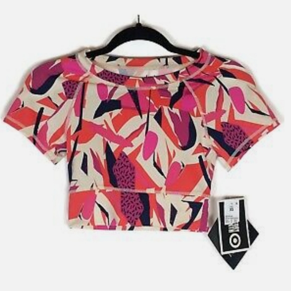 J Dow Fitness Black History Month Pink Geometric Active Crop Top Size XS NWT - Picture 2 of 5